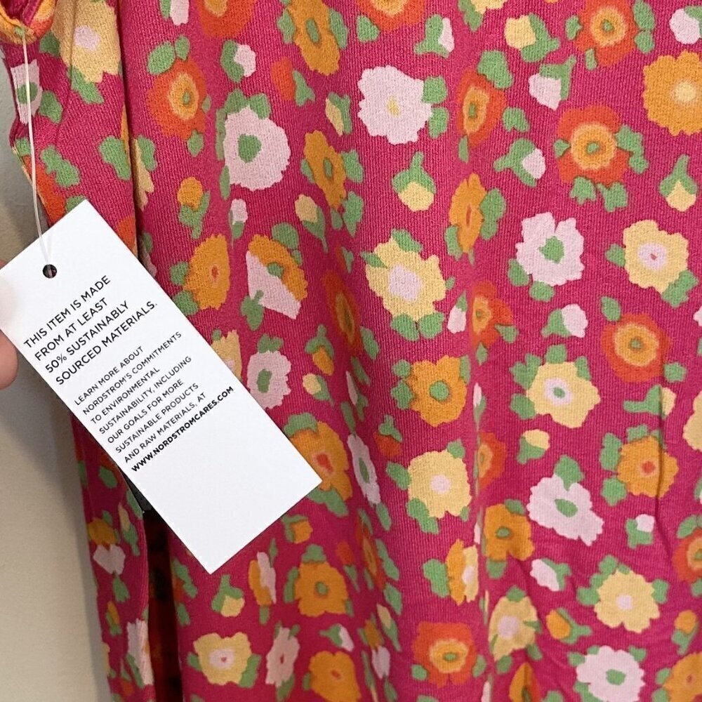 NWT BP by Nordstrom Pink Sally Retro Floral Mini Dress - Size: XL - Picture 7 of 9